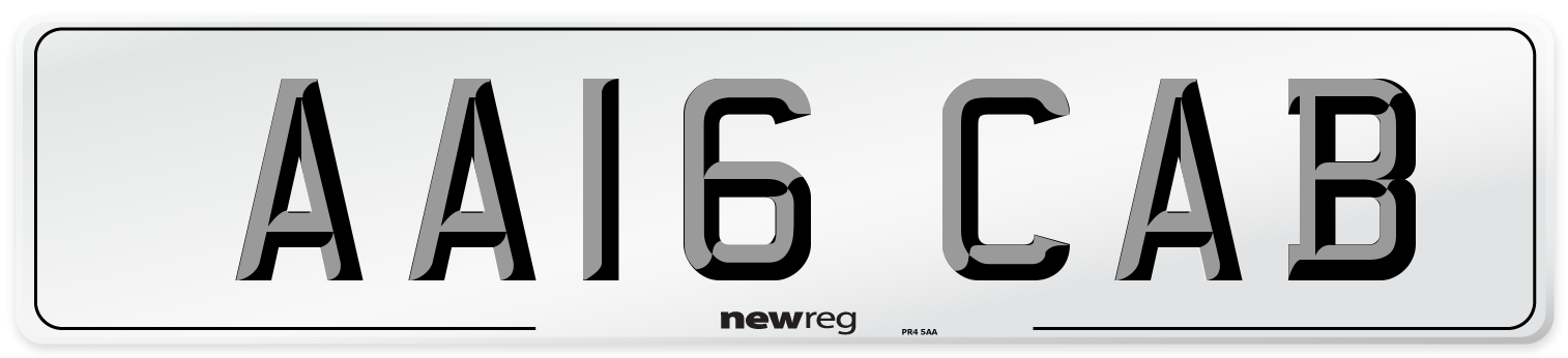 AA16 CAB Number Plate from New Reg